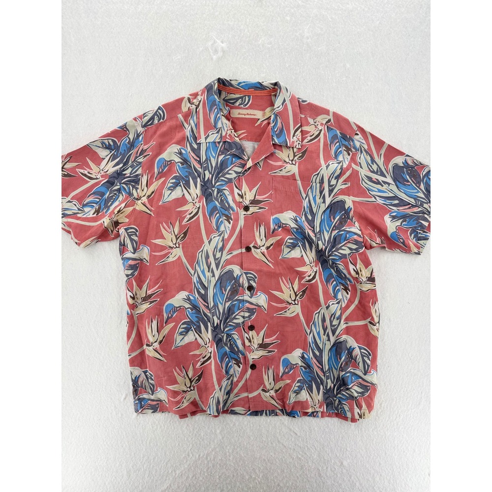 Tommy Bahama - Silk Tropical Bird of Paradise Shirt - Coral - XL - Mens